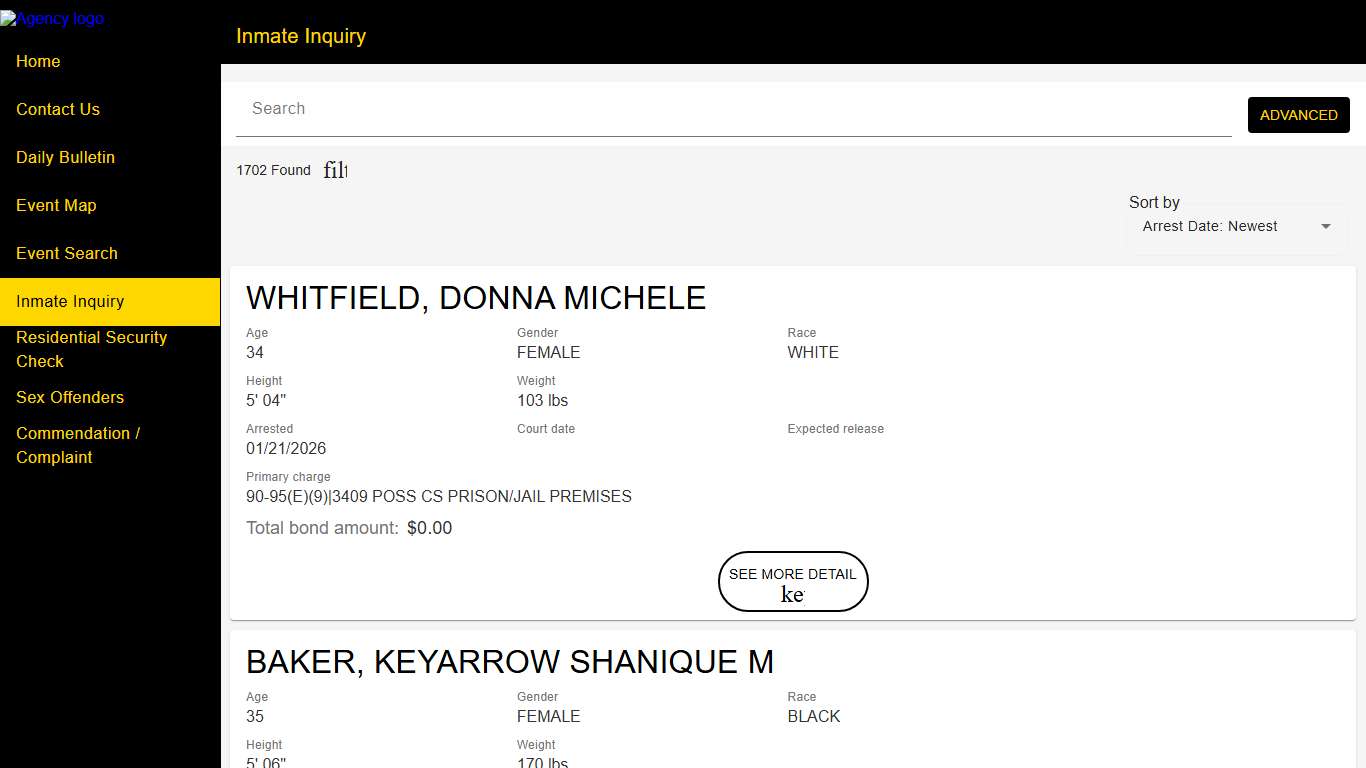 Wake County Sheriff's Office | Police to Citizen - Inmates catalog